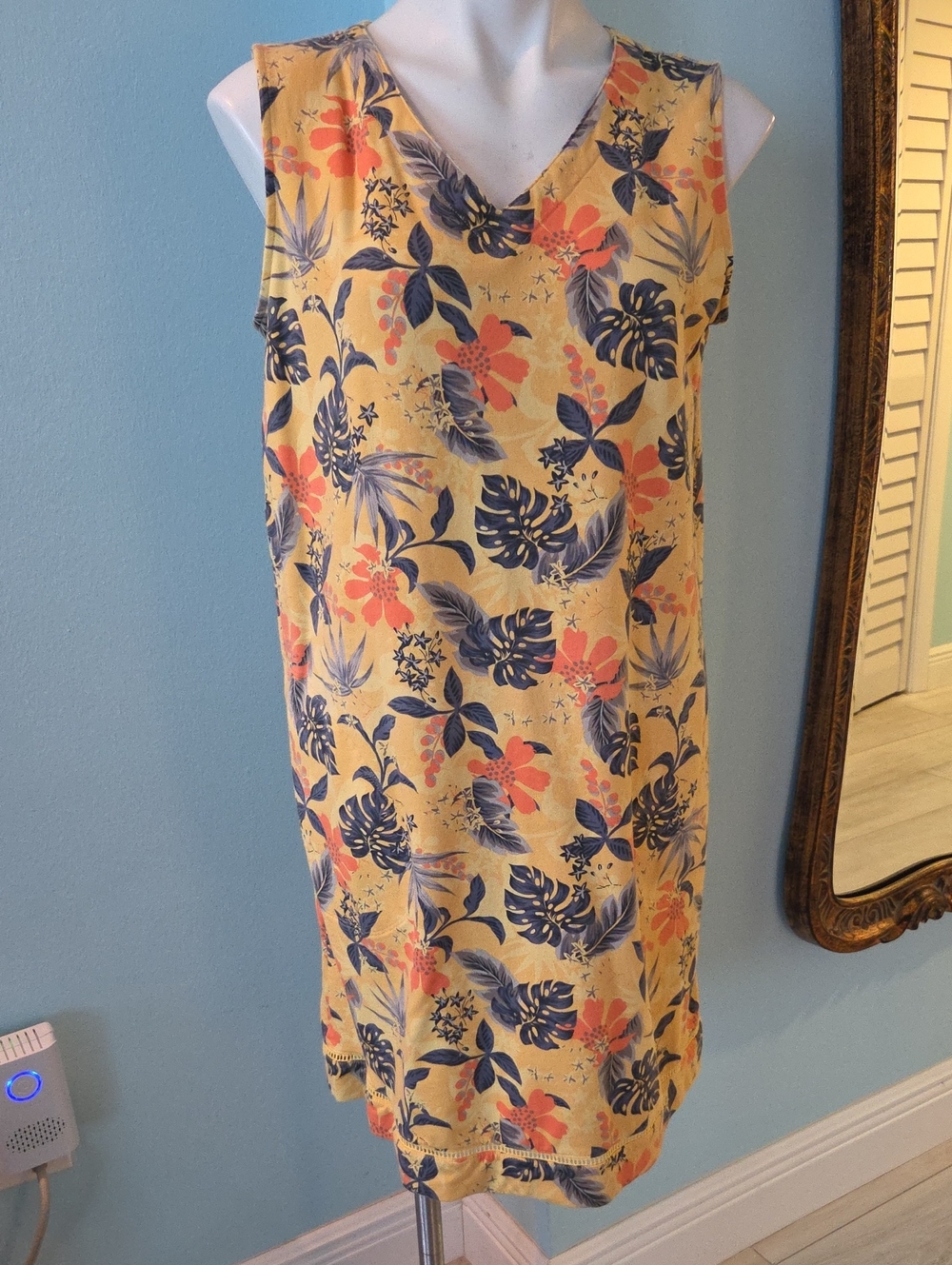 Denim & Co Yellow Tropical Floral Dress